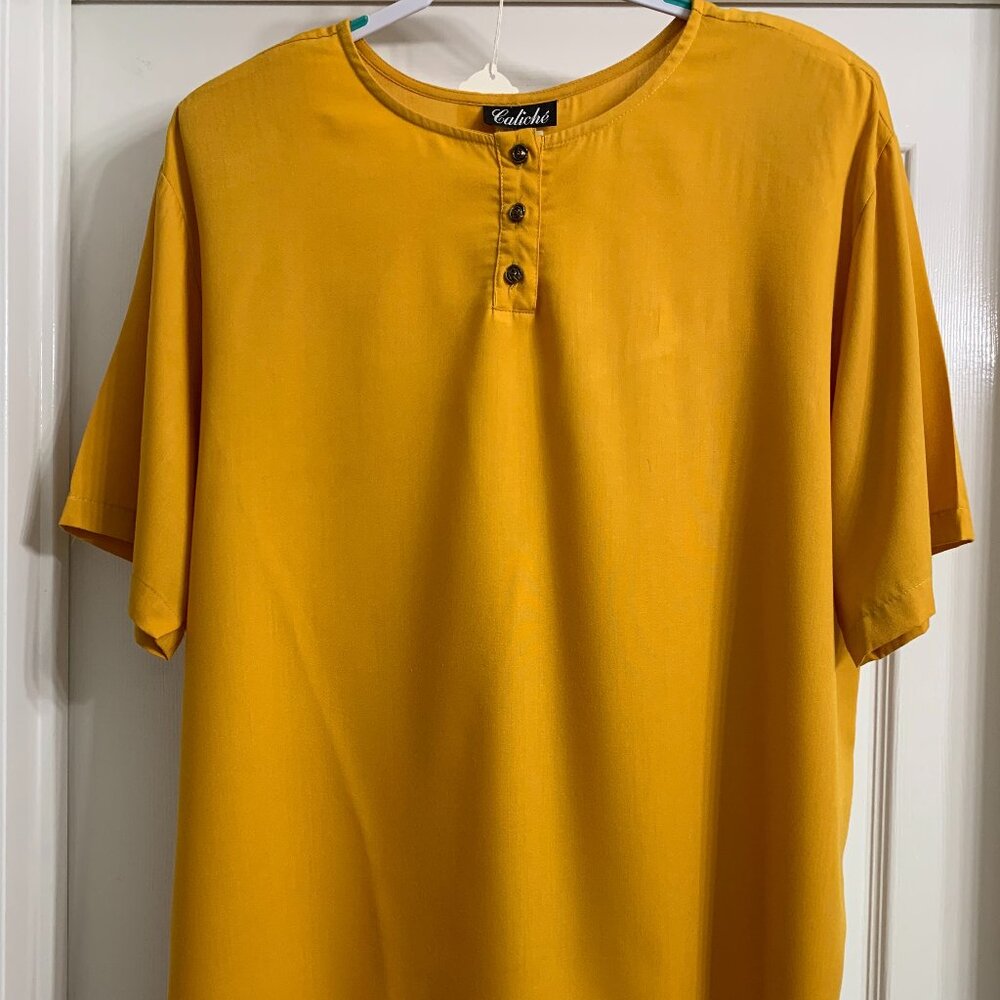 Caliche Brand Women's Golden Mustard Color Blouse, Size 20W